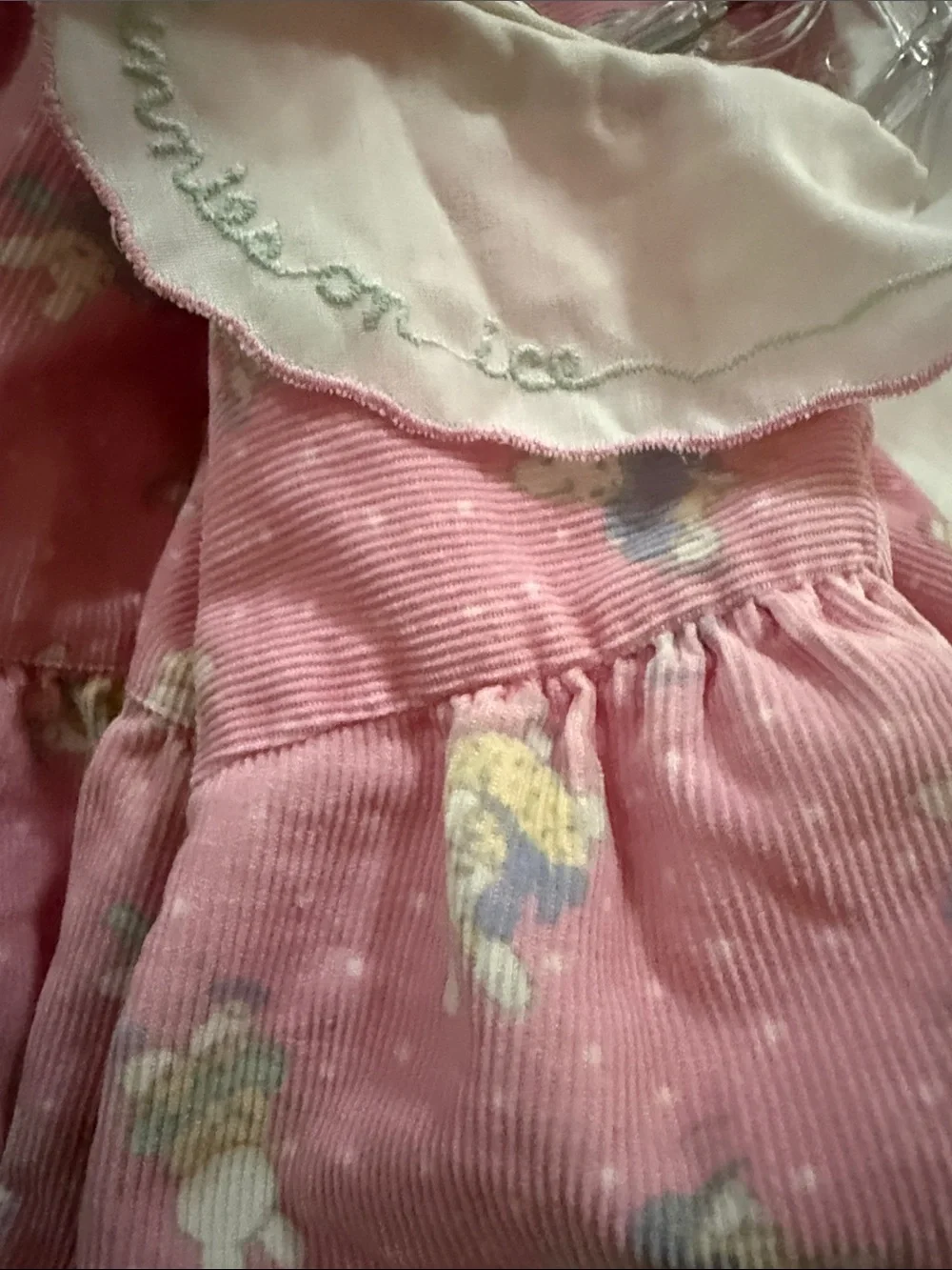 OshKosh B'gosh Pink CorduroyTiered 1987 Dress & Bunnies On Ice” Collar 3 Toddler